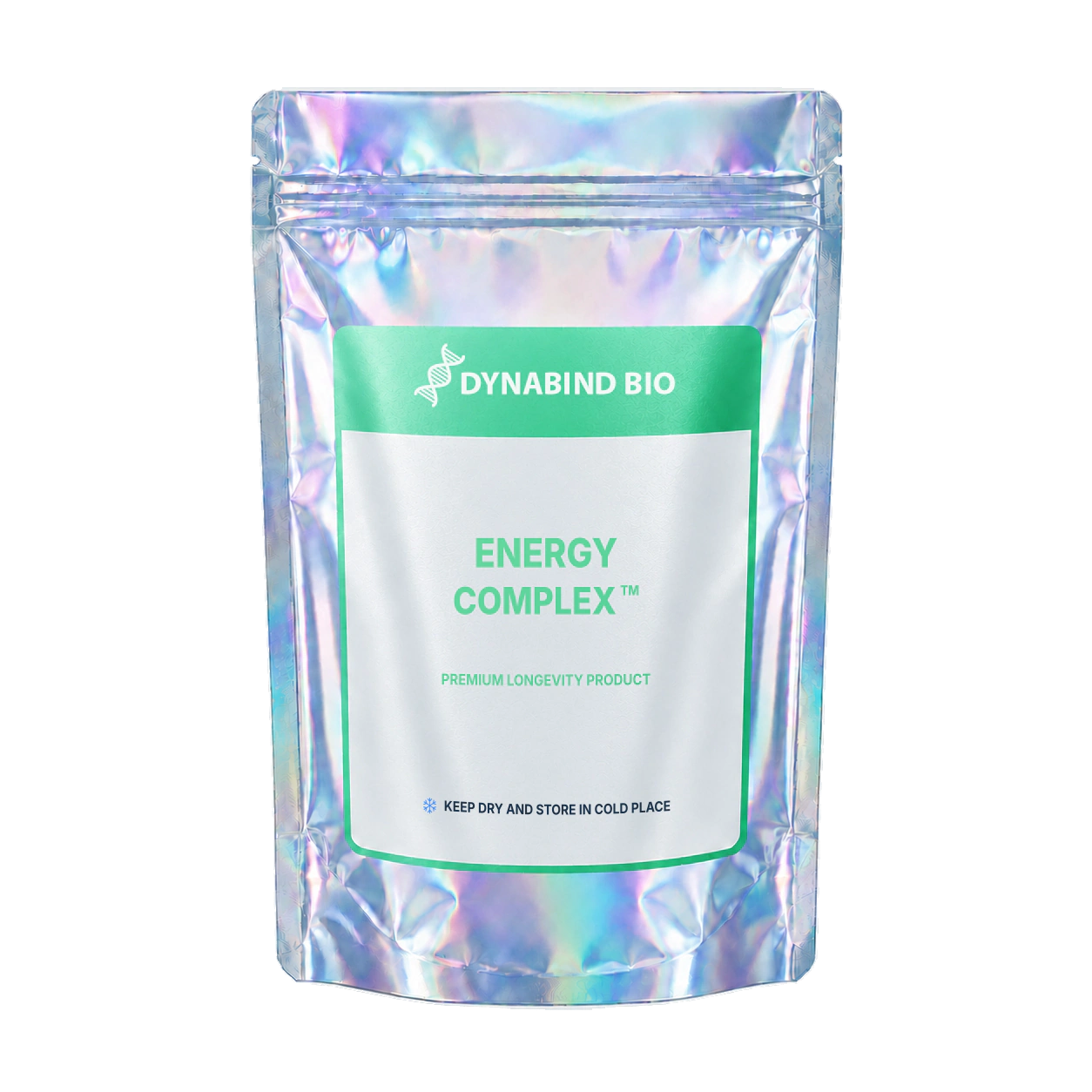 Energy Complex™ supplement pouch for mitochondrial ATP, physical endurance, mental energy and cellular-renewal research by DynaBind Bio