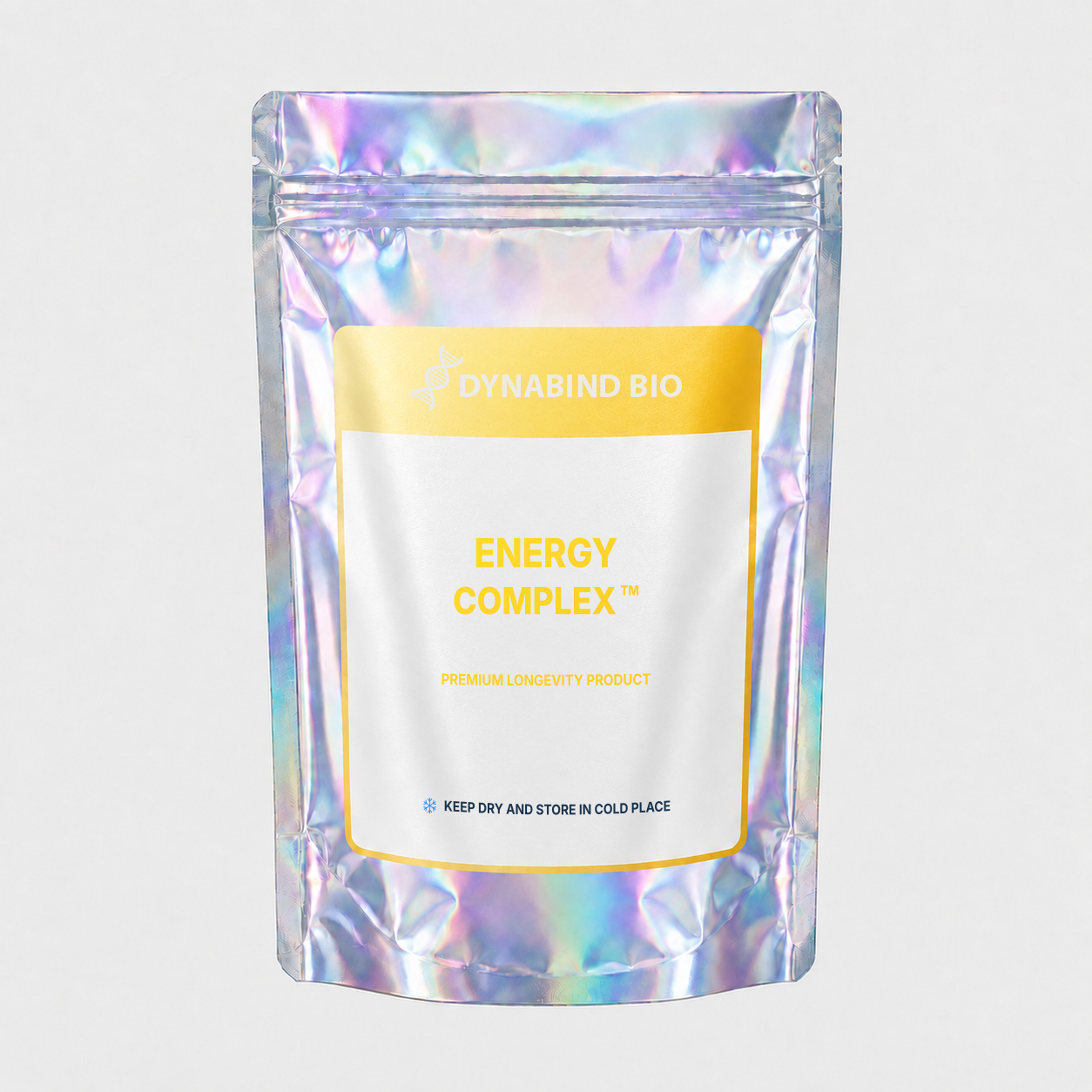 Energy Complex™ supplement pouch for mitochondrial ATP, physical endurance, mental energy and cellular-renewal research by DynaBind Bio